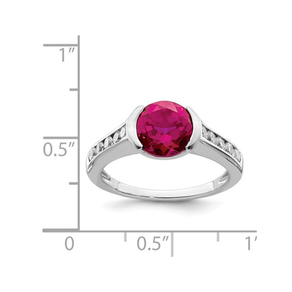 Lab Created Bezel Set Solitaire Ruby Ring in Sterling Silver product image