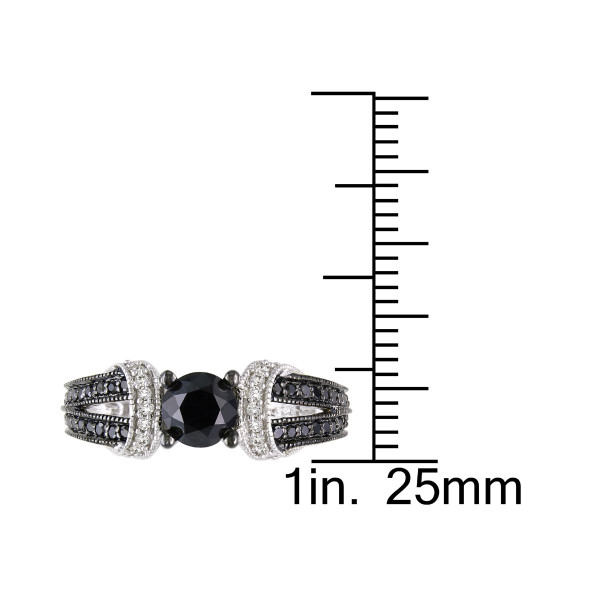 1.00 Carat (ctw) Black and White Diamond Engagement Ring in Sterling Silver product image