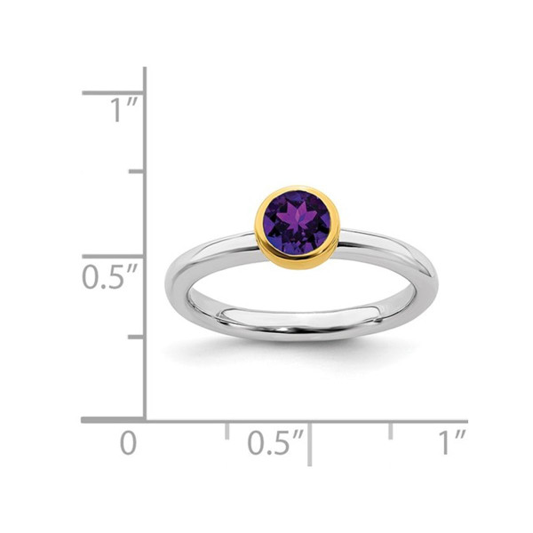 2/5 Carat Amethyst Solitaire Ring (ctw)  in Sterling Silver with Gold Plating product image
