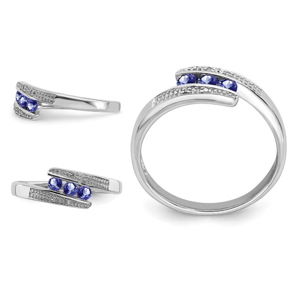 1/5 Carat (ctw) Three Stone Tanzanite Ring Band in Sterling Silver product image