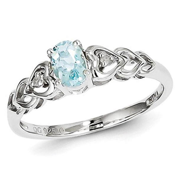 2/5 Carat (ctw) Aquamarine Heart Promise Ring in Sterling Silver product image