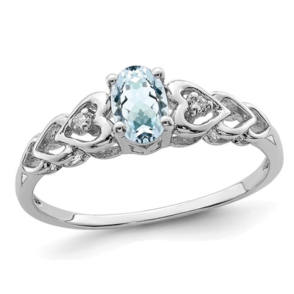 2/5 Carat (ctw) Aquamarine Heart Promise Ring in Sterling Silver product image