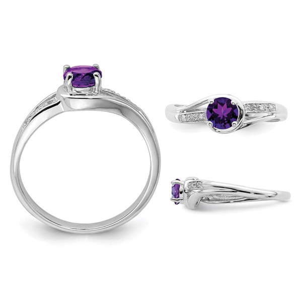 1/3 Carat (ctw) Amethyst Ring in Sterling Silver with Diamond Accent product image