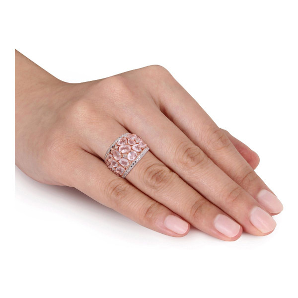 6.0 Carat (ctw) Synthetic Rose Pink Quartz Ring in Rose-Plated Sterling Silver product image