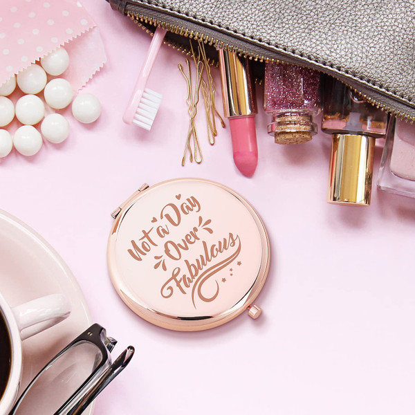 Engraved Compact Pocket Mirror with Magnification product image