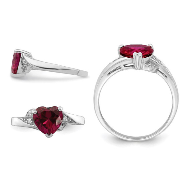 Lab-Created Ruby Heart Promise Ring in Sterling Silver product image