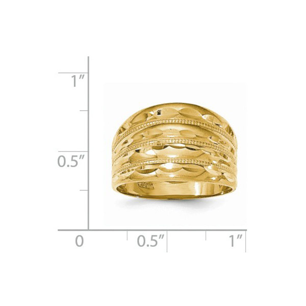 14K Gold Polished Diamond-Cut Four Ridge Fashion Dome Ring product image