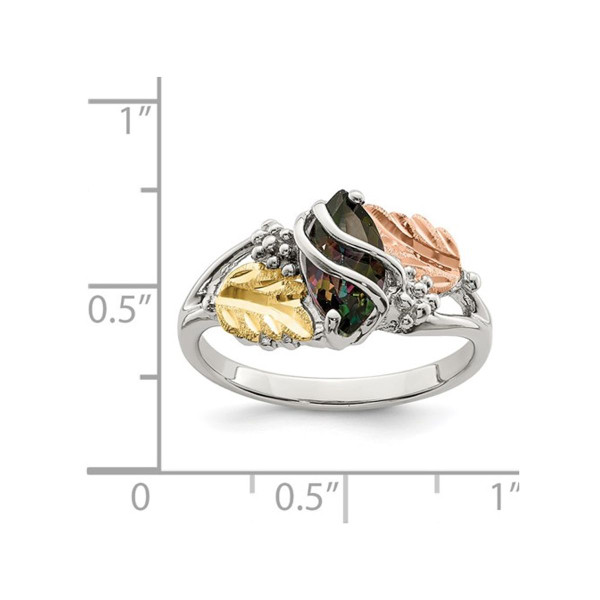 1/3 Carat (ctw) Mystic Fire Topaz Leaf Ring in Sterling Silver product image