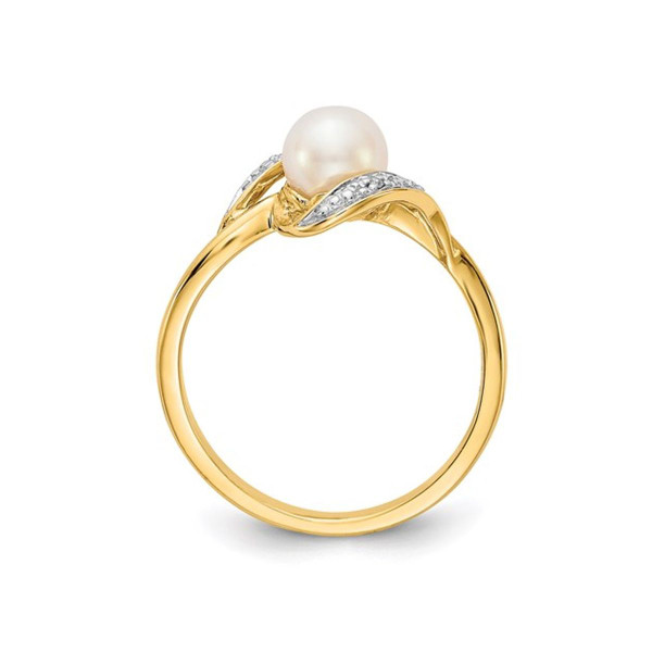 14K Yellow Gold Freshwater Cultured White Pearl Ring product image