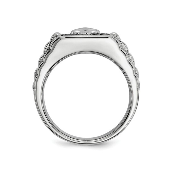 Men's Black Diamond 1/5 Carat (ctw) Polished Skull Ring in Sterling Silver product image
