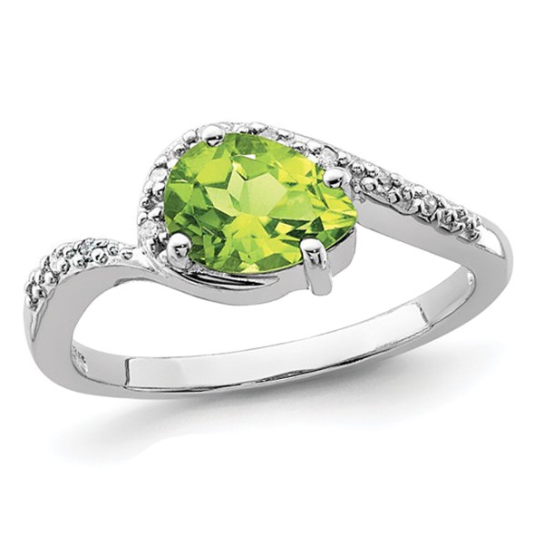 1.00 Carat (ctw) Pear Shaped Peridot Ring in Sterling Silver product image
