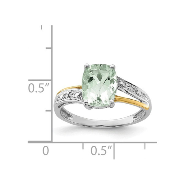 2.50 Carat (ctw) Green Quartz Ring in Sterling Silver with 14K Gold Accents product image