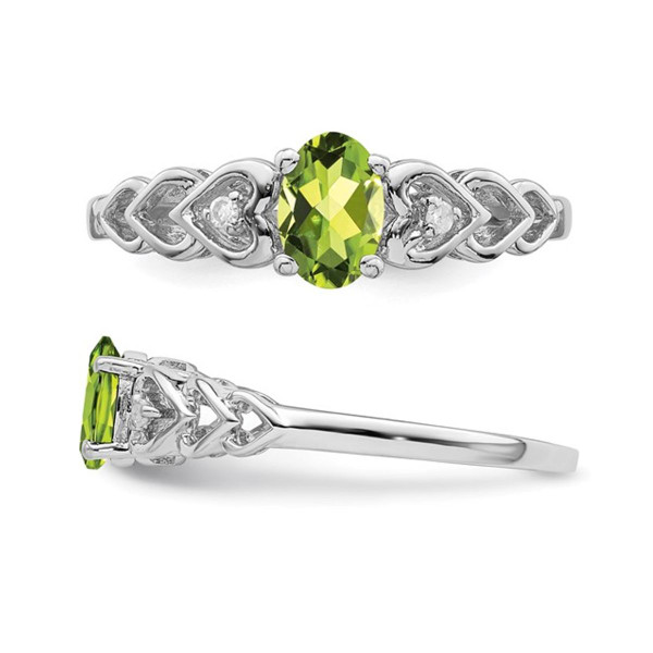 3/5 Carat (ctw) Oval Cut Peridot Heart Promise Ring in Sterling Silver product image