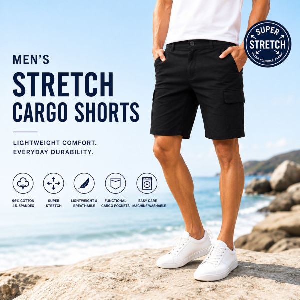 Men’s Super Stretch Cargo Shorts (3-Pack) product image