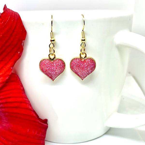 Glitter Enamel Heart Earrings (3 Pairs) product image