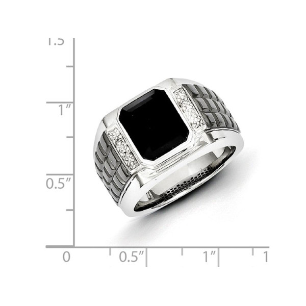 Men's Black Onyx Ring with Diamonds in Black Rhodium Plated Sterling Silver product image