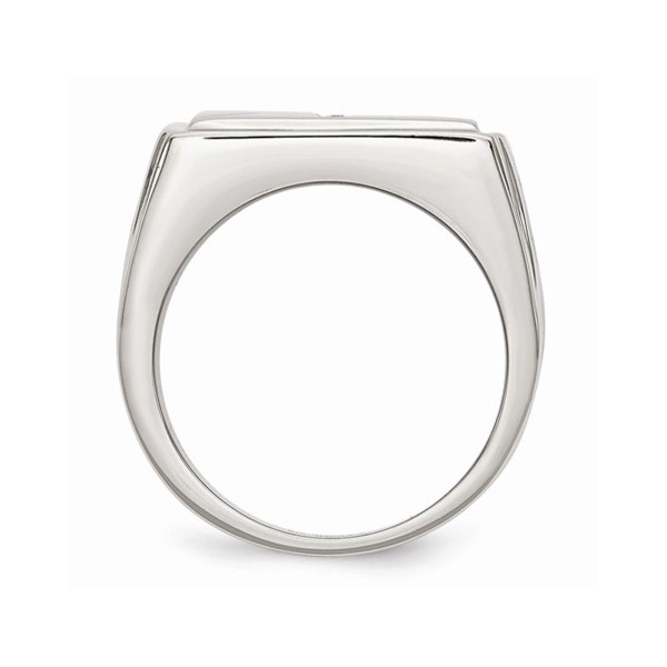 Men's Stainless Steel 1/20 Carat (ctw) Diamond Cross Textured Rings product image