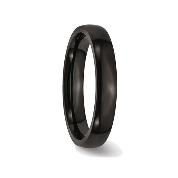 4mm Unisex Black Plated Stainless Steel Plated Wedding Band Ring product image