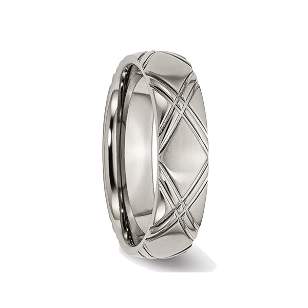 6mm Men's Titanium Criss Cross Brushed and Polished Wedding Band Ring product image