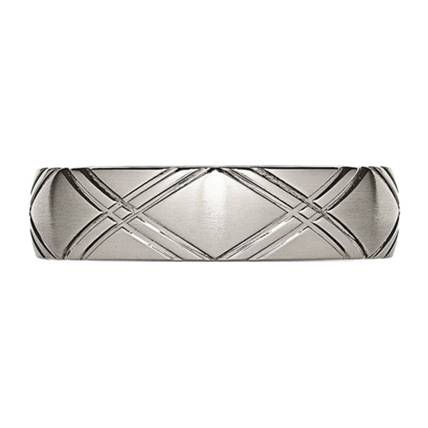 6mm Men's Titanium Criss Cross Brushed and Polished Wedding Band Ring product image