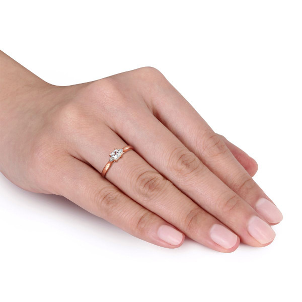 1/4 Carat (ctw) Princess-Cut White Sapphire Promise Ring in Rose Plated Sterling Silver product image