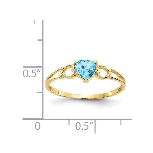 1/2 Carat (ctw) Natural Swiss Blue Topaz Heart Ring in 10K Yellow Gold (Size 7) product image