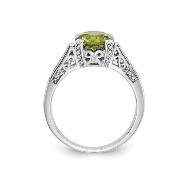 2.25 Carat (ctw) Green Peridot Ring in 10K White Gold with Accent Diamonds product image