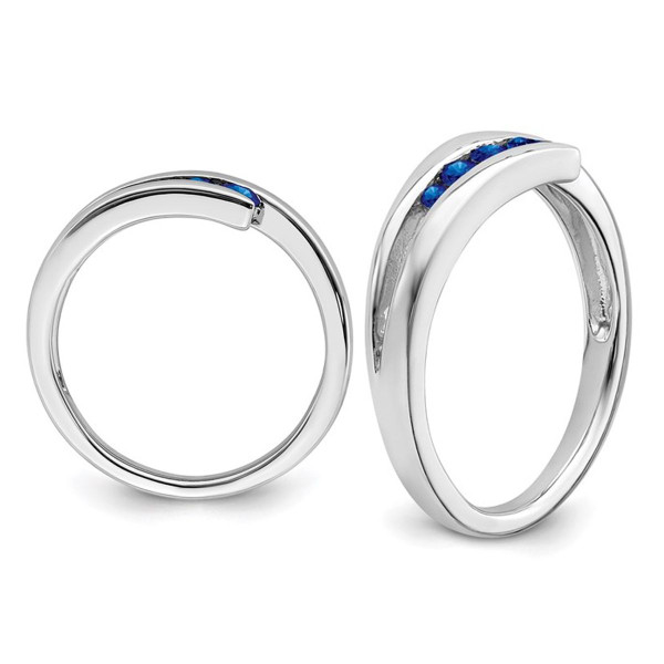 1/5 Carat (ctw) Natural Blue Sapphire Ring Band in 14K White Gold product image