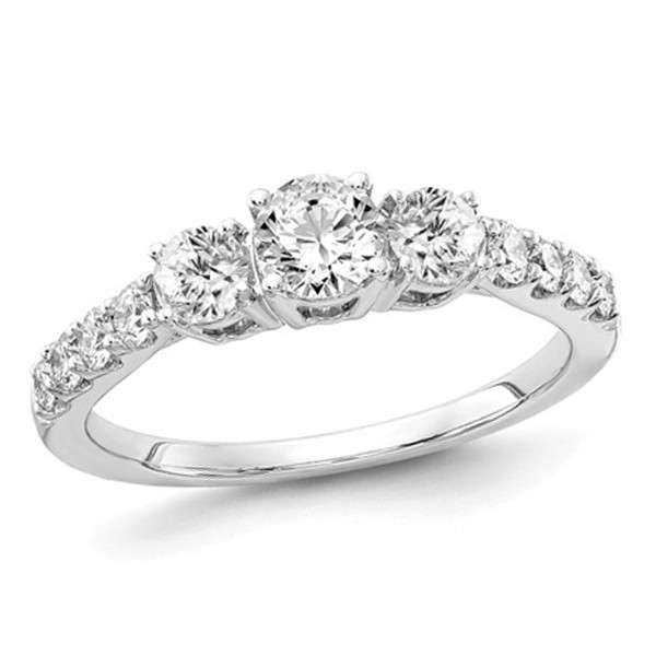 1.00 Carat Lab Grown Diamond Three-Stone Engagement Ring in 14K White Gold product image