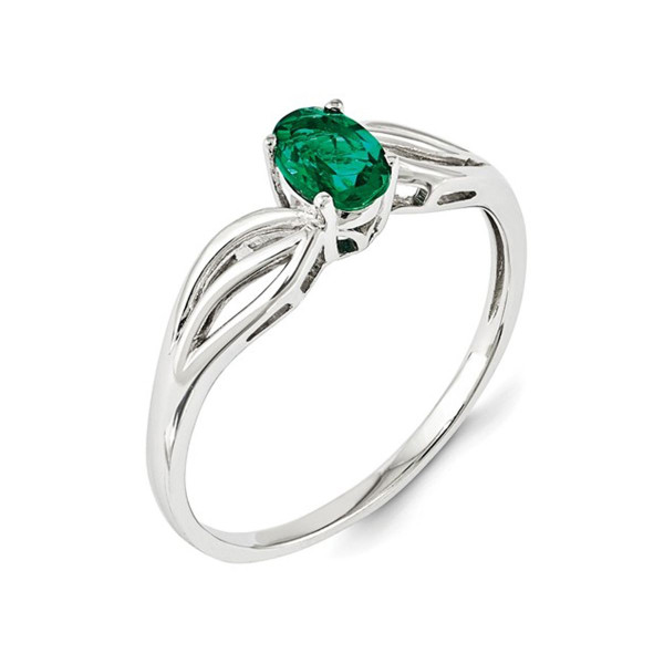 2/5 Carat (ctw) Lab Created Emerald Ring in Rhodium Plated Sterling Silver product image