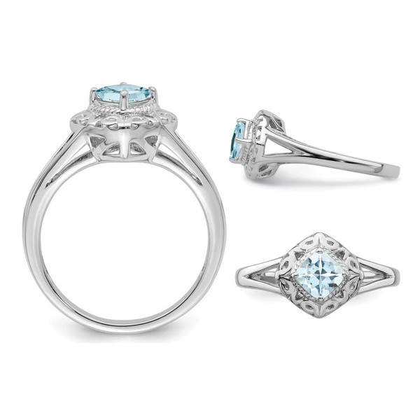 1/2 Carat (ctw) Square-Cut Aquamarine Ring in Sterling Silver product image