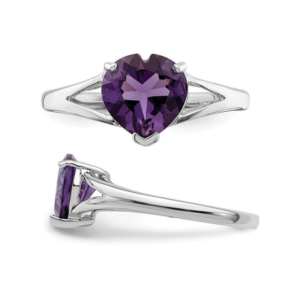 1.40 Carat (ctw) Heart Amethyst Promise Ring in Sterling Silver product image