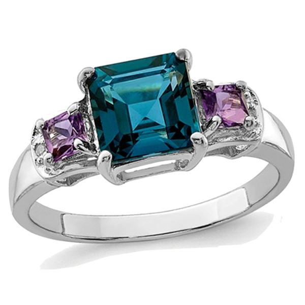 1.90 Carat (ctw) London Blue Topaz and Amethyst Ring in Sterling Silver product image