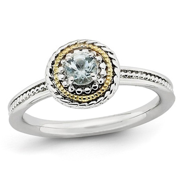 1/4 Carat (ctw) Natural Aquamarine Ring in Sterling Silver with 14K Accent product image