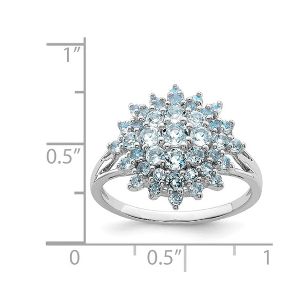 3/4 Carat (ctw) Aquamarine Cluster Ring in Sterling Silver product image
