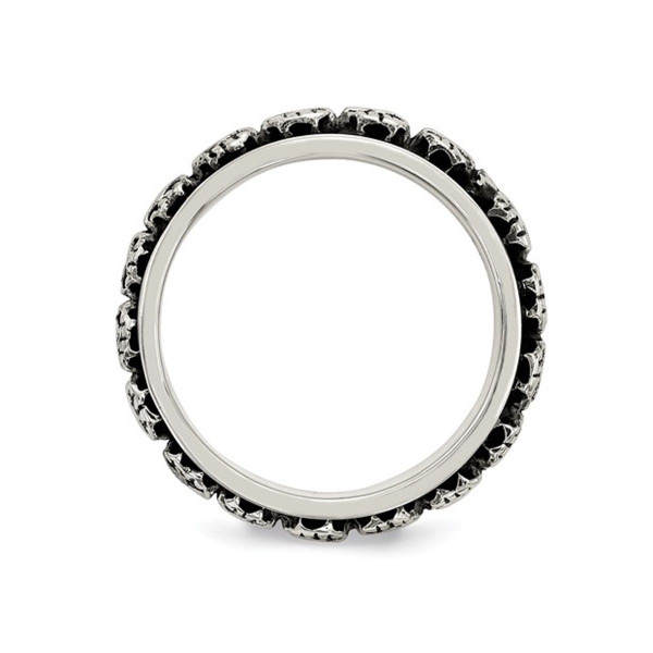 Men's Antiqued Polished Skull Ring in Sterling Silver  with Spinning Center product image