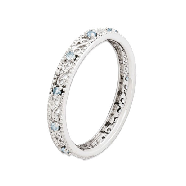 1/8 Carat (ctw) Aquamarine Band Ring in Sterling Silver product image
