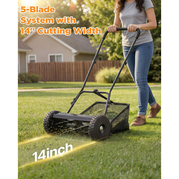 5 Blade Push Reel Manual Lawn Mower product image