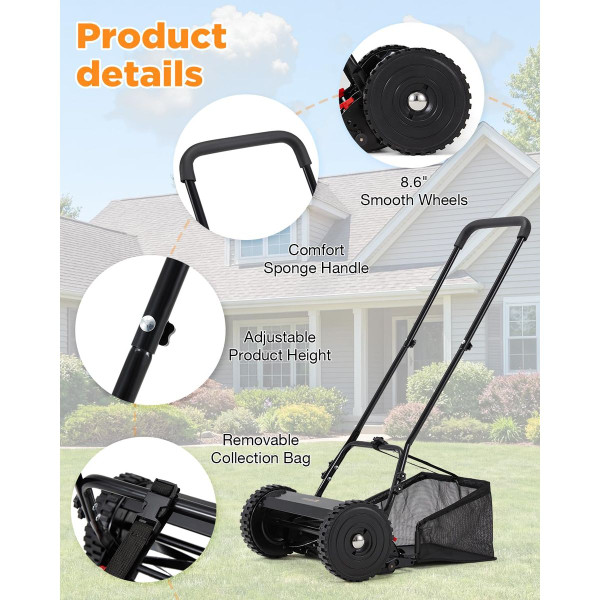 5 Blade Push Reel Manual Lawn Mower product image