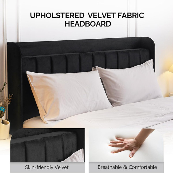 Upholstered Platform Queen Bed Frame with Headboard product image