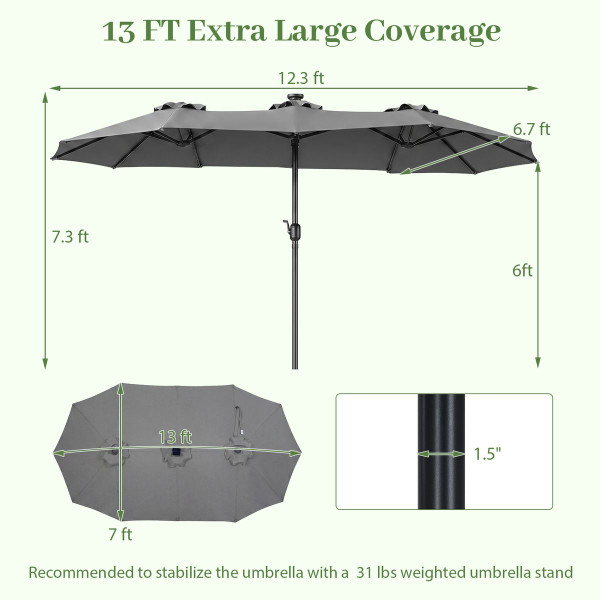 Double-Sided Patio Umbrella with Solar Lights product image