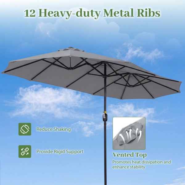 Double-Sided Patio Umbrella with Solar Lights product image
