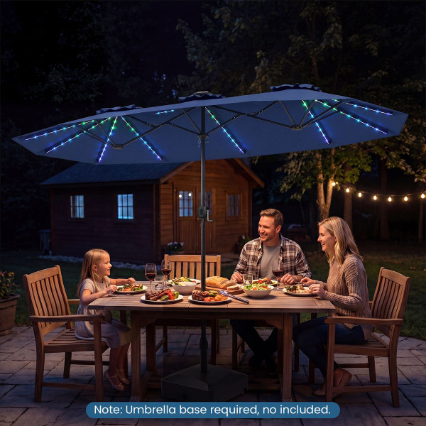 Double-Sided Patio Umbrella with Solar Lights product image