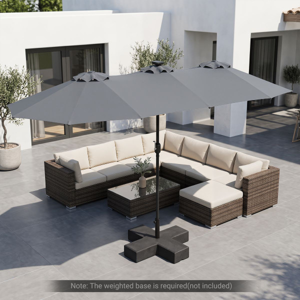 Double-Sided Patio Umbrella with Solar Lights product image