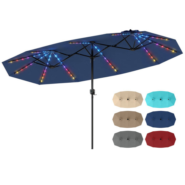 Double-Sided Patio Umbrella with Solar Lights product image