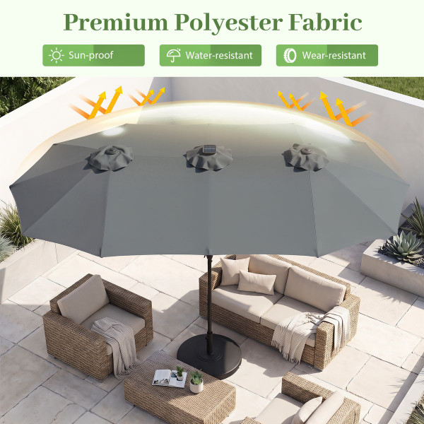 Double-Sided Patio Umbrella with Solar Lights product image