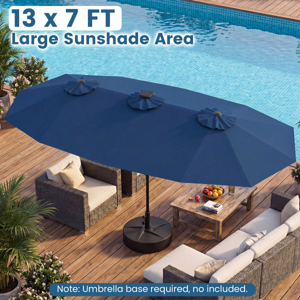 Double-Sided Patio Umbrella with Solar Lights product image