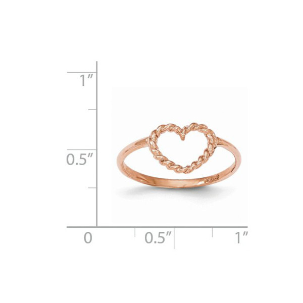 Ladies 14K Rose Pink Gold Polished and Textured Heart Ring (Size 7) product image