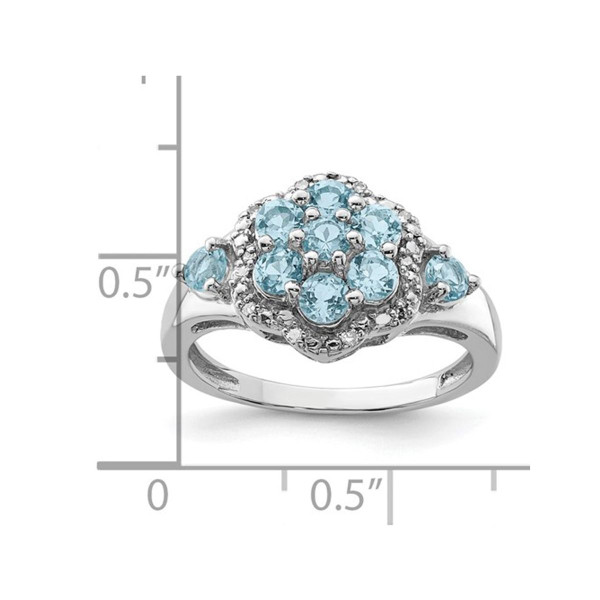 1.35 Carat (ctw) Swiss Blue Topaz Cluster Ring in Sterling Silver product image
