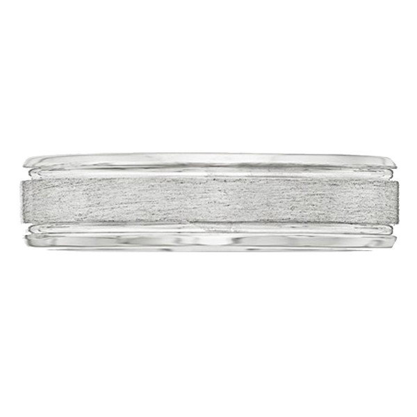 6mm Men's Brushed Sterling Silver Rhodium Plated Band Ring product image